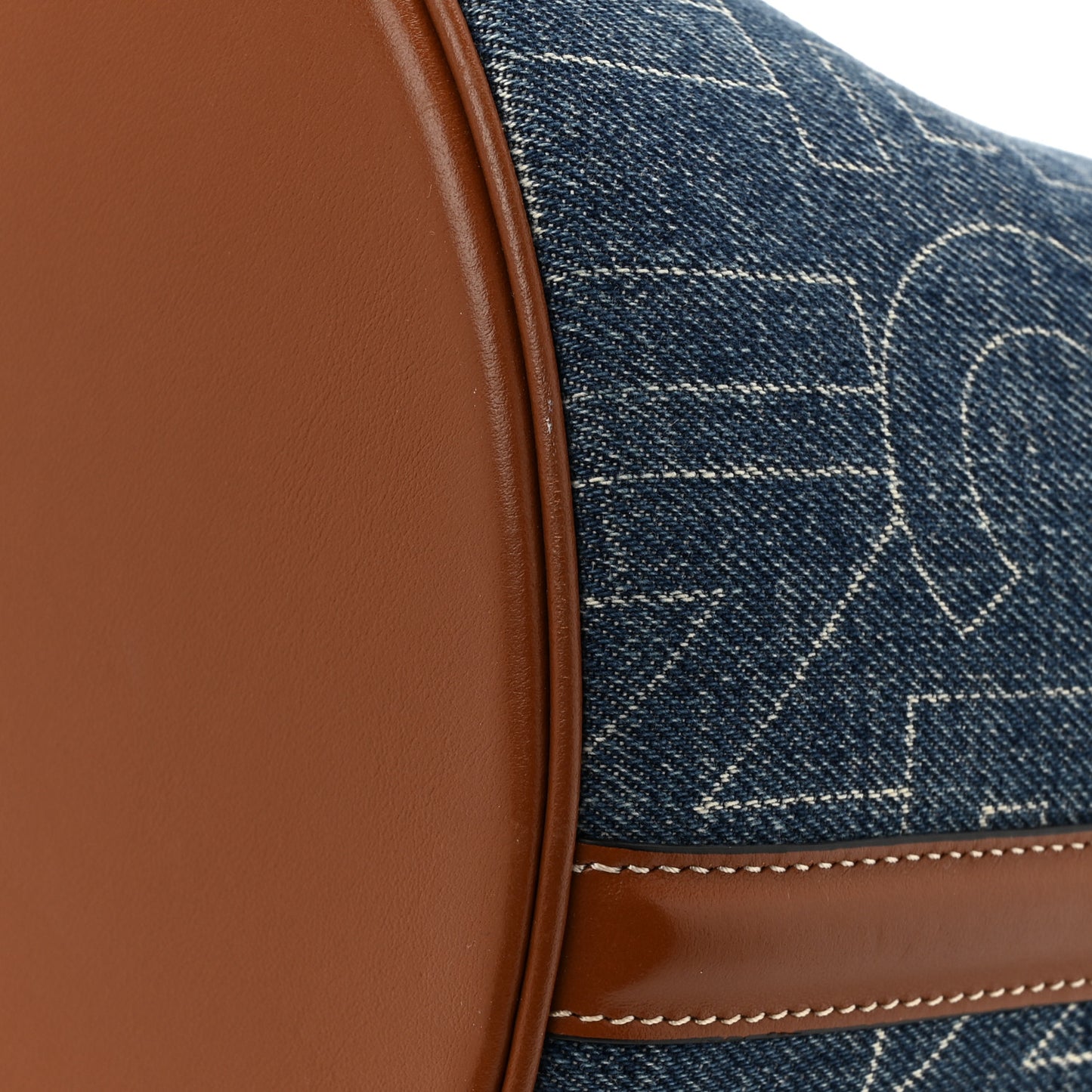 Denim Calfskin Logo Bucket 16 Bag Blue