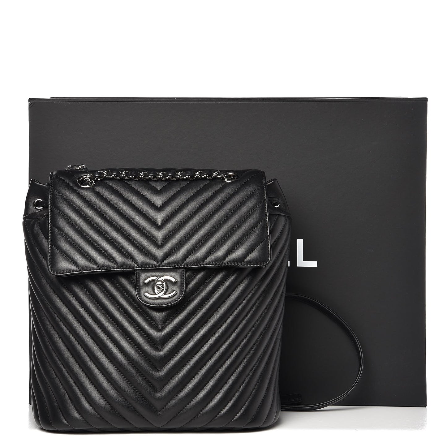 Calfskin Chevron Quilted Large Urban Spirit Backpack Black