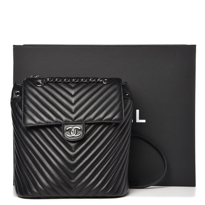 Chanel Calfskin Chevron Quilted Large Urban Spirit Backpack Black 8 of 8