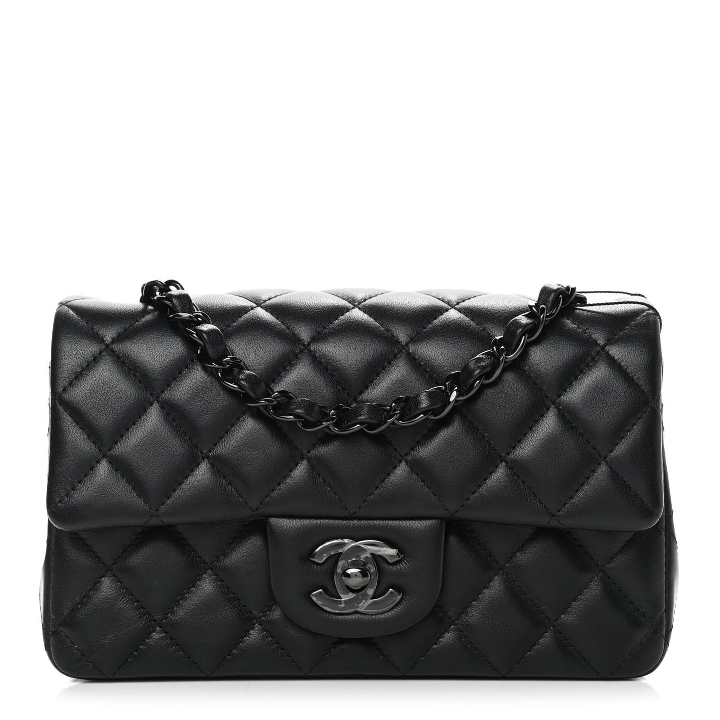 Lambskin Quilted Mini Rectangular Flap So Black