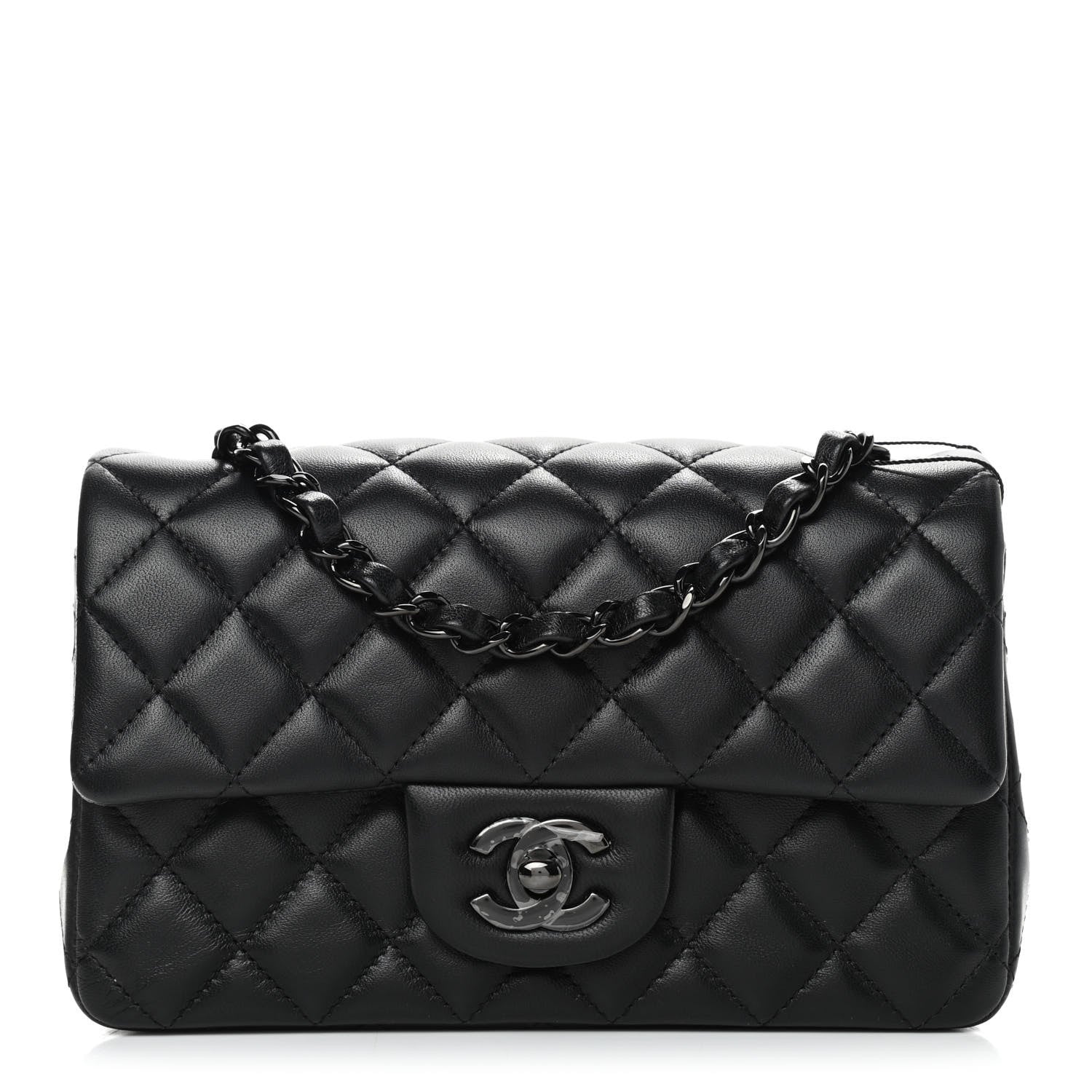 Chanel Lambskin Quilted Mini Rectangular Flap So Black 1 of 9