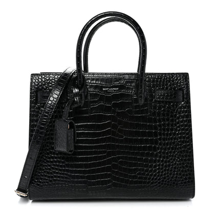 Saint Laurent Calfskin Crocodile Embossed Baby Sac De Jour Black 1 of 9