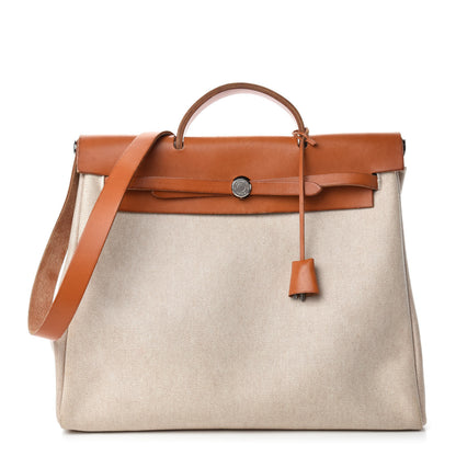 Hermes Toile Vache Calfskin Herbag 39 MM Natural 1 of 12