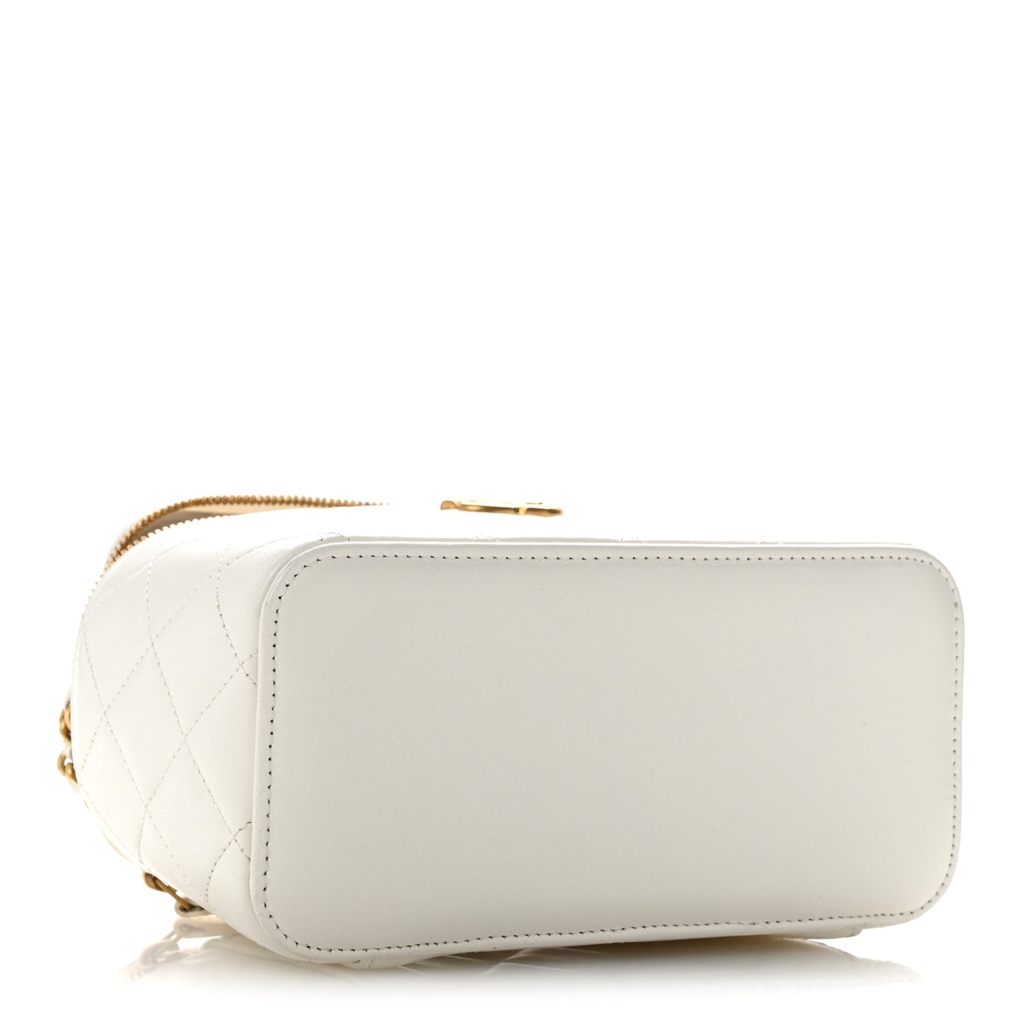 Goatskin Quilted Punk Essentials Vanity Case With Chain White