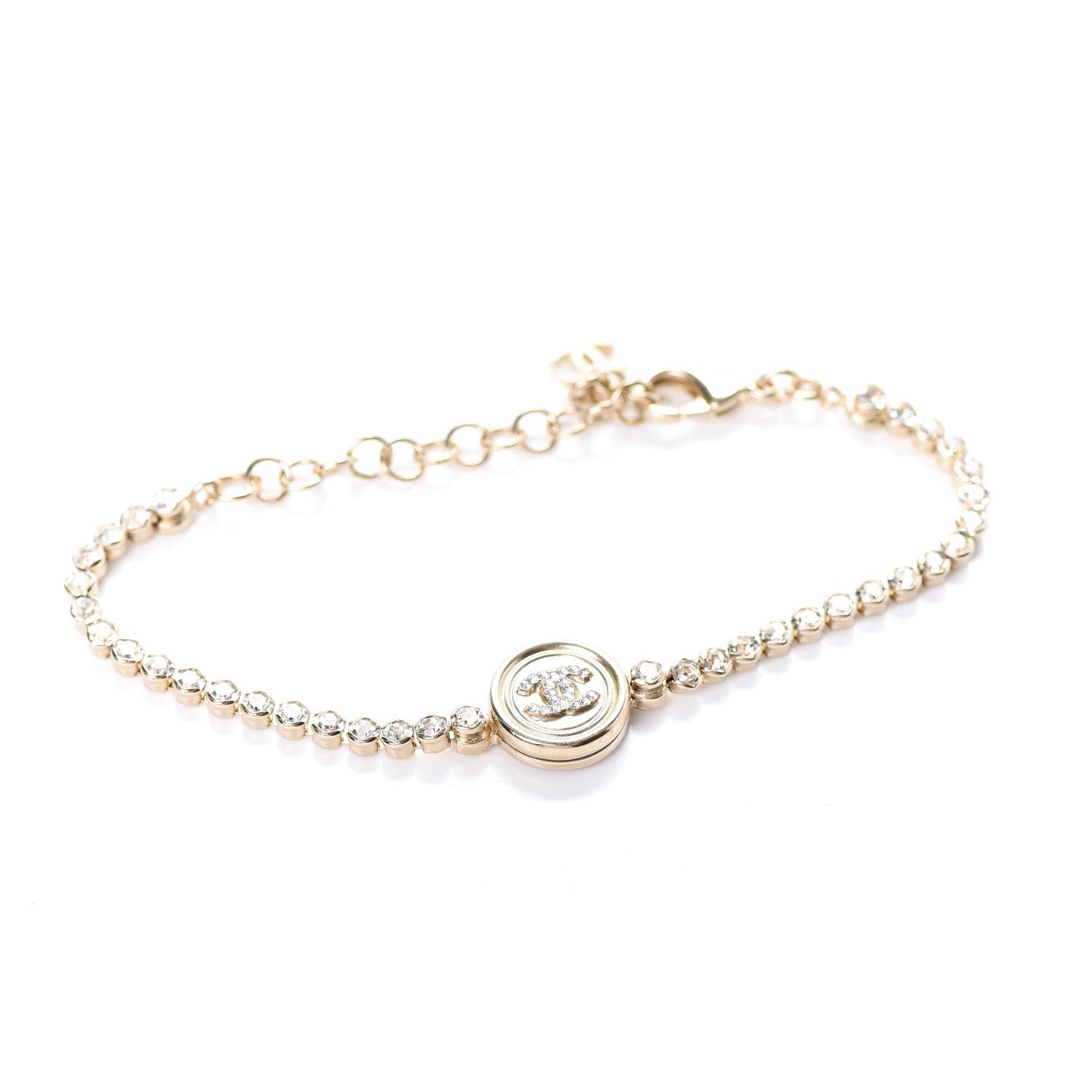 Chanel Crystal CC Chain Bracelet Gold 4 of 6