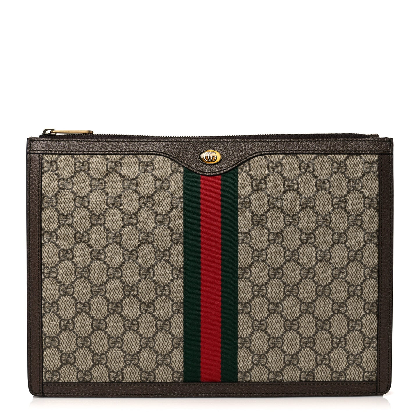 GG Supreme Monogram Web Ophidia Portfolio Pouch Beige New Acero