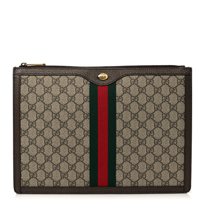 Gucci GG Supreme Monogram Web Ophidia Portfolio Pouch Beige New Acero 1 of 10