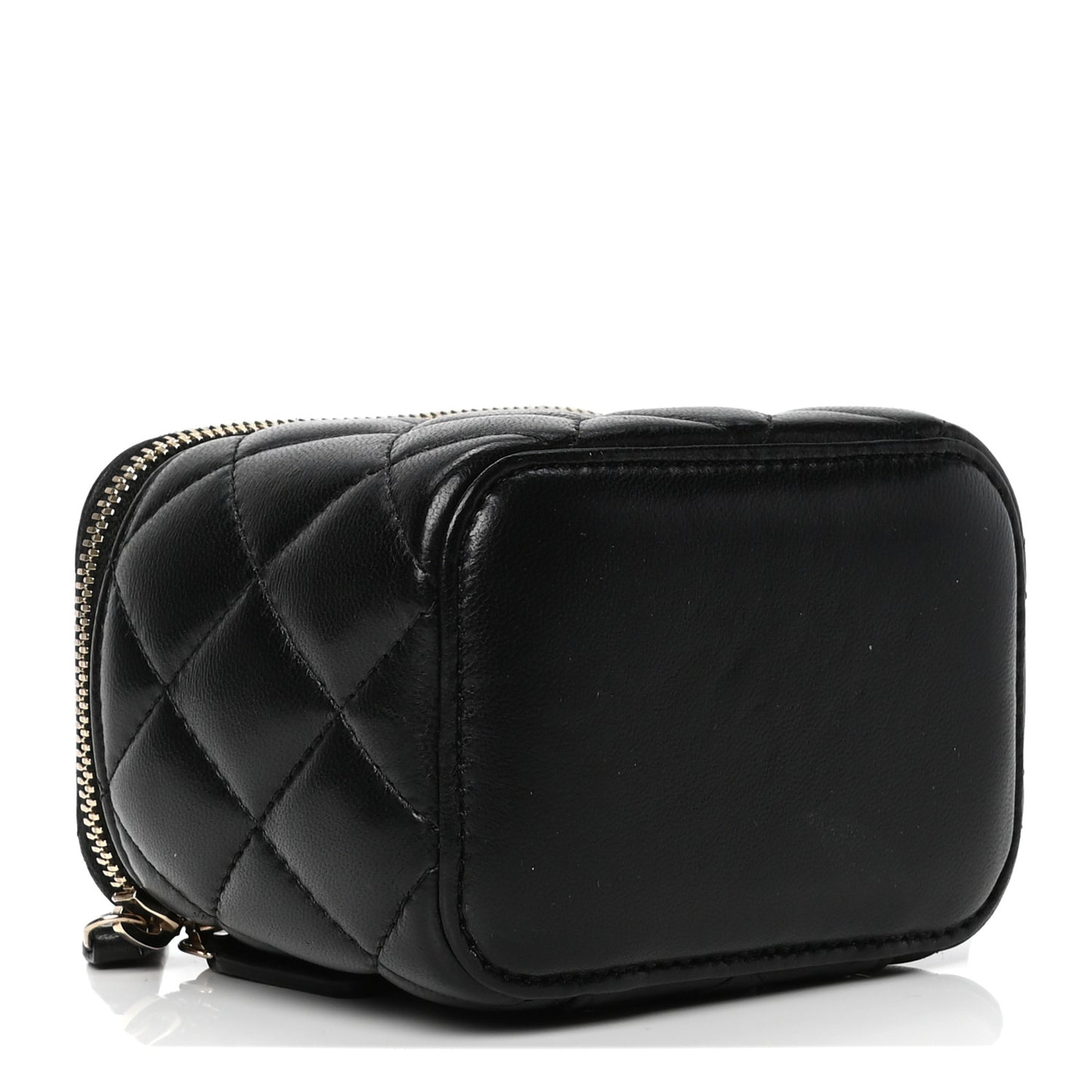 Lambskin Quilted Mini Vanity Case With Chain Black