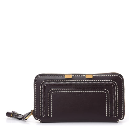 Chloe Calfskin Marcie Long Zip Around Wallet Black Raisin 1 of 7