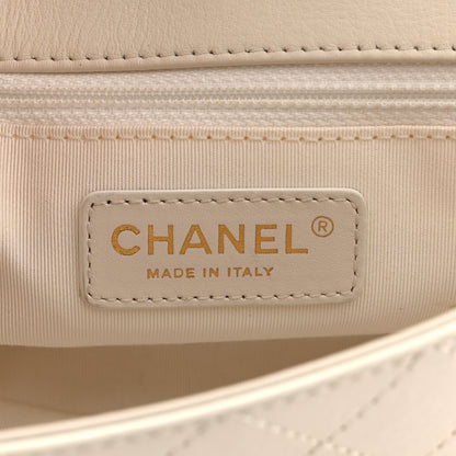 Chanel Calfskin Stitched Medium Covered CC Flap Bag White 6 of 10