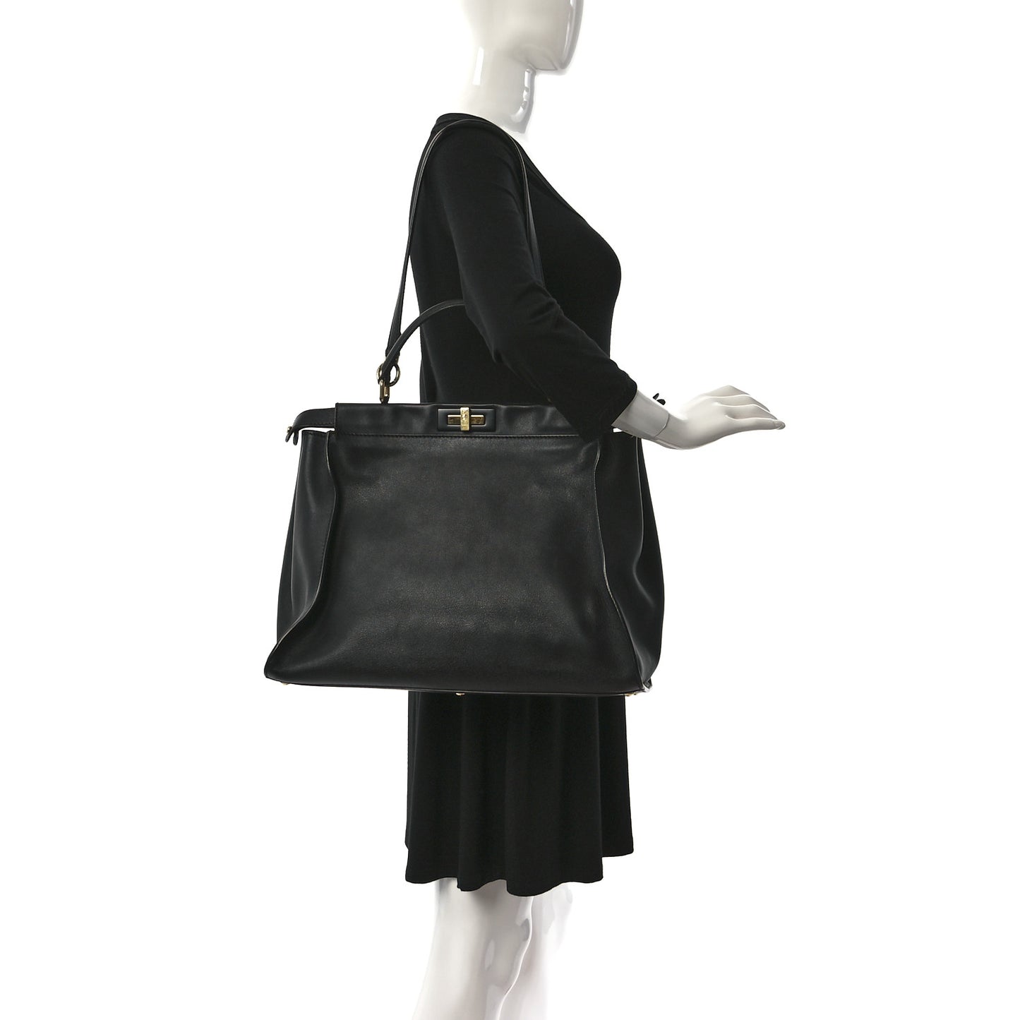 Vitello Seta Shiny Nappa Large Peekaboo Iconic Satchel Black
