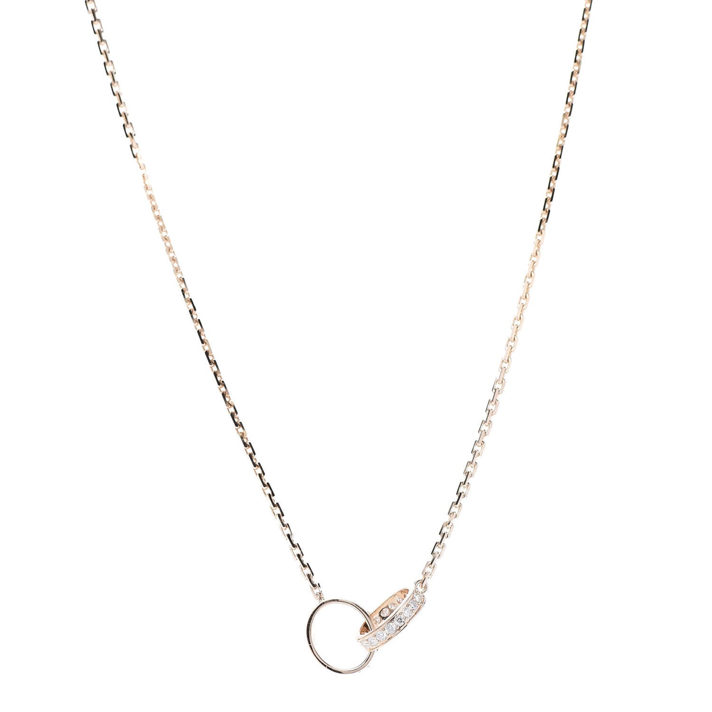 18K Pink Gold Diamond Interlocking LOVE Necklace