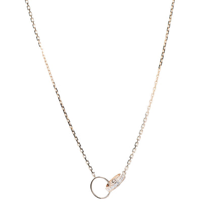 Cartier 18K Pink Gold Diamond Interlocking LOVE Necklace 1 of 6
