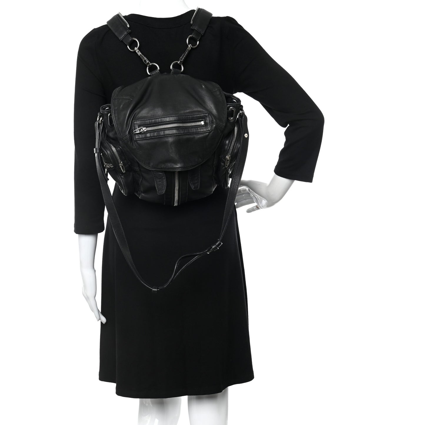 Lambskin Marti Backpack Bag Washed Black Rhodium Hardware