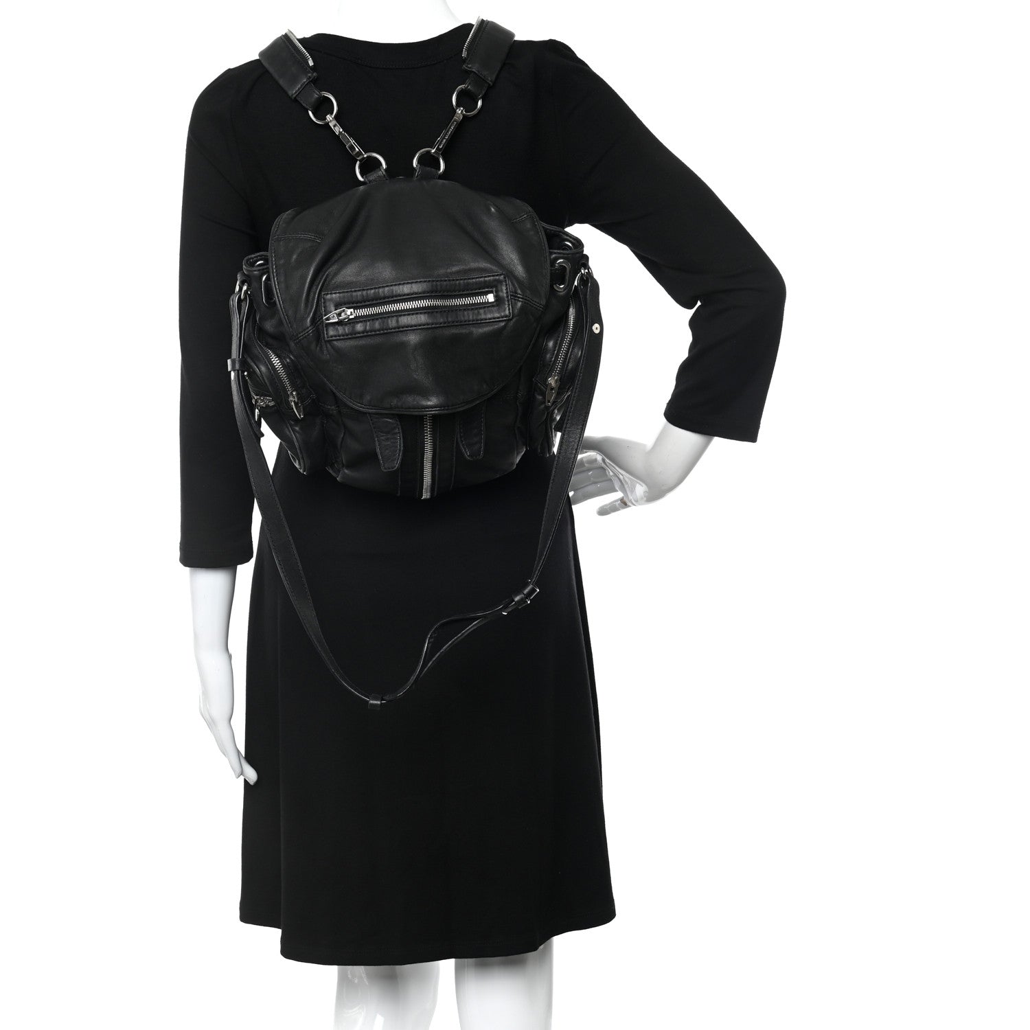 Alexander Wang Lambskin Marti Backpack Bag Washed Black Rhodium Hardware 2 of 13