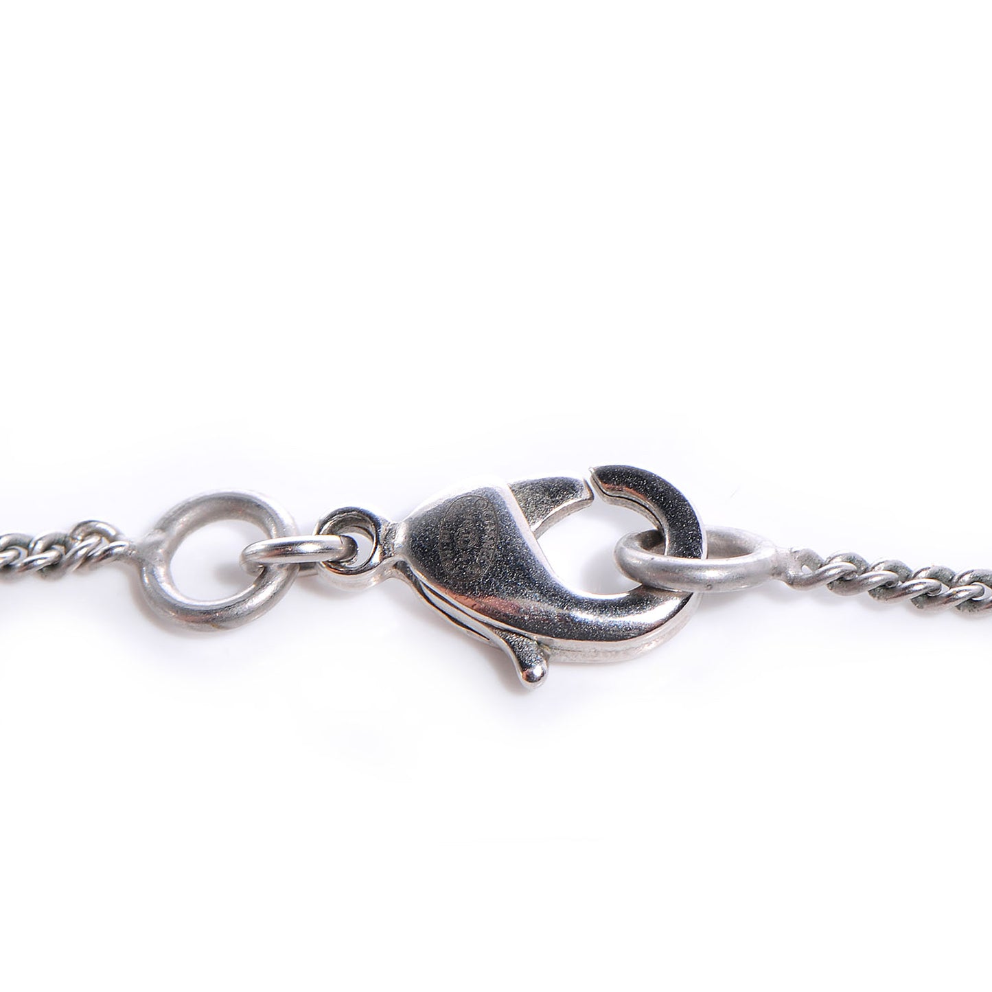 Glitter Enamel CC Pendant Necklace Silver