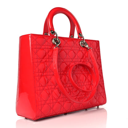 Christian Dior Patent Cannage Large Lady Dior Red 2 of 10