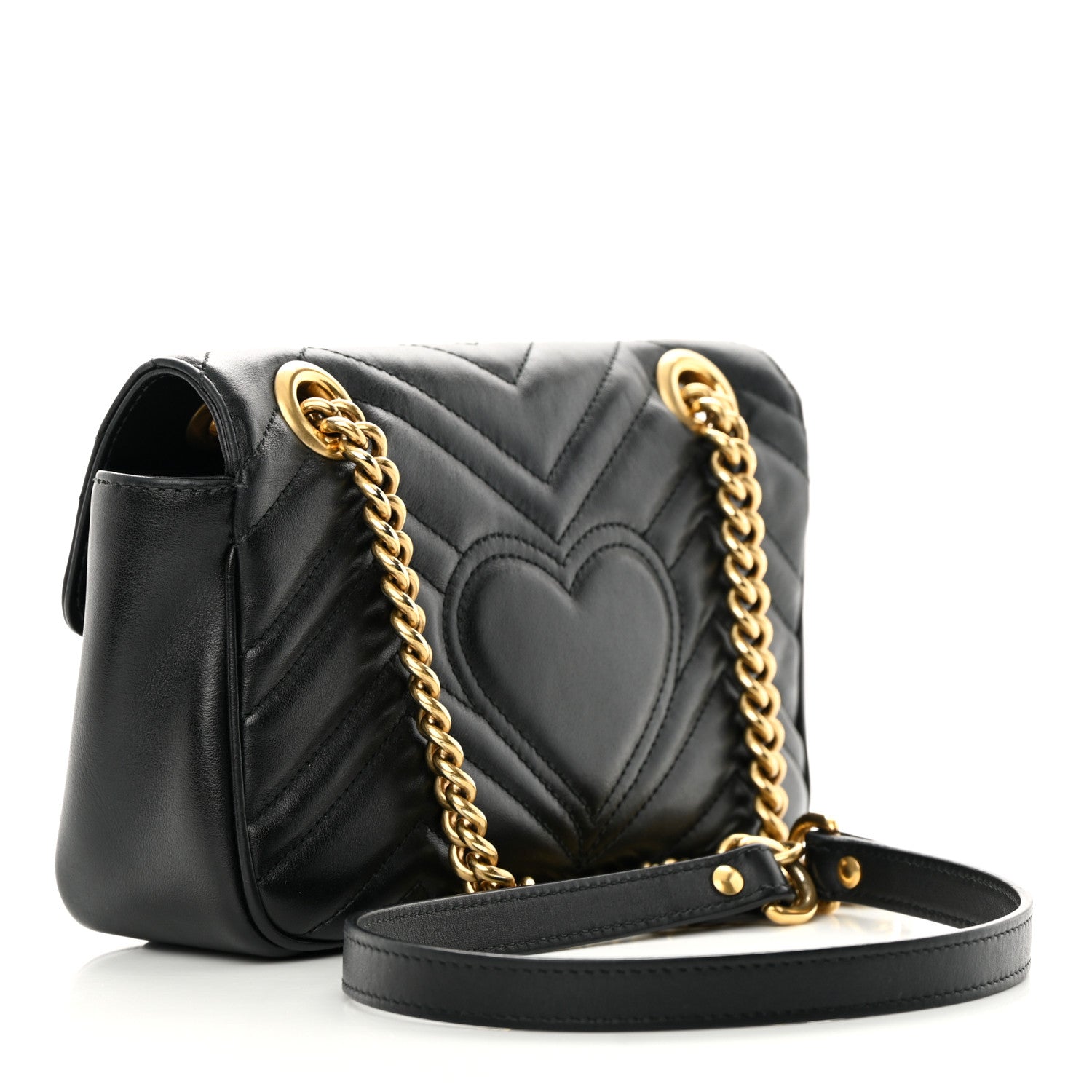 Gucci Calfskin Matelasse Mini GG Marmont Shoulder Bag Black 3 of 13