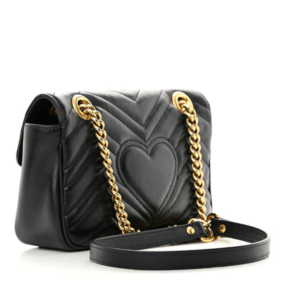Gucci Calfskin Matelasse Mini GG Marmont Shoulder Bag Black 3 of 13
