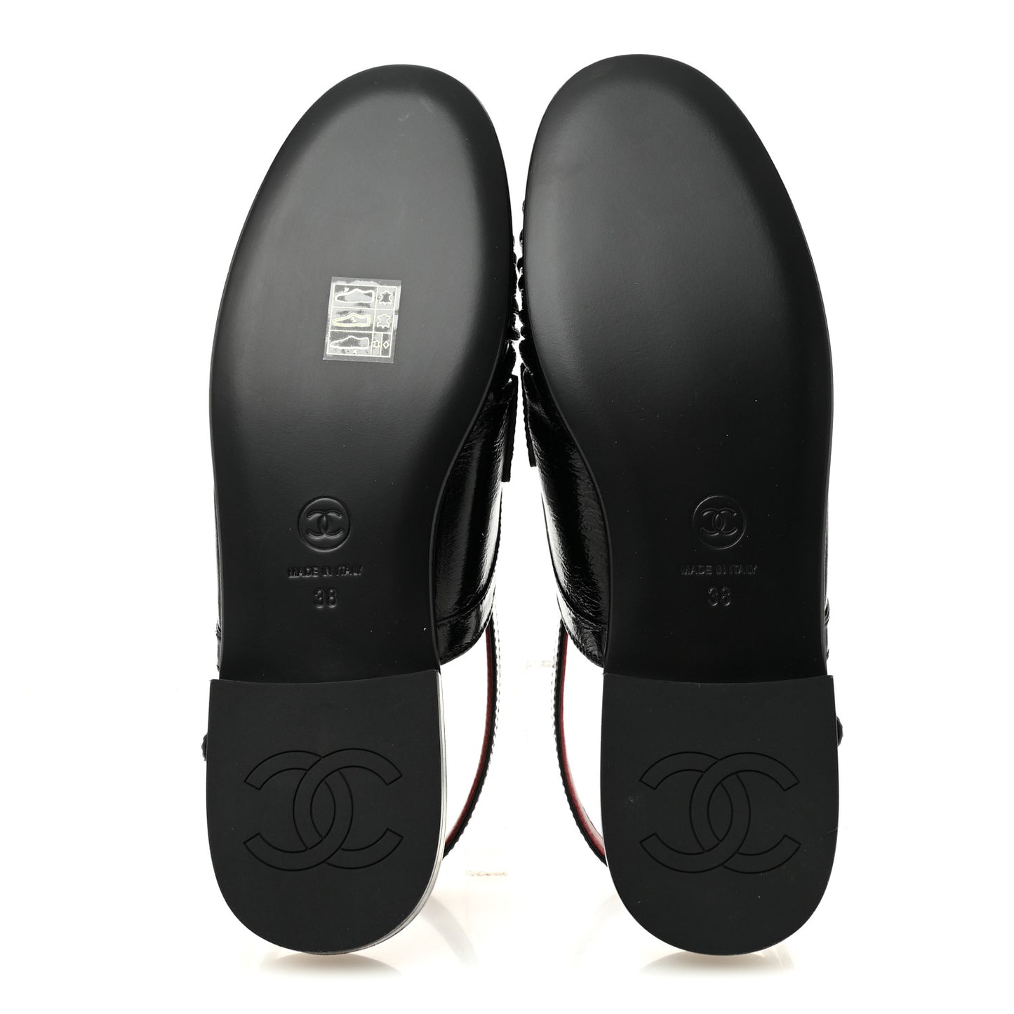 Crumpled Shiny Lambskin CC Slingback Mocassins 38 Black
