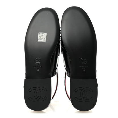 Chanel Crumpled Shiny Lambskin CC Slingback Mocassins 38 Black 6 of 10