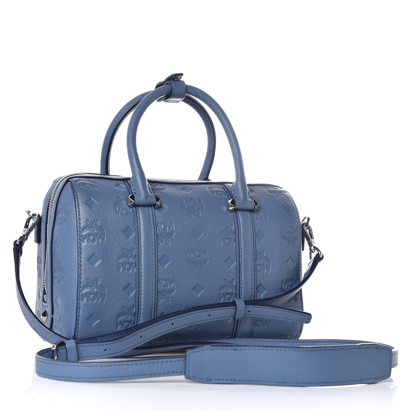 Calfskin Ottomar Monogram Small Boston Bag Blue