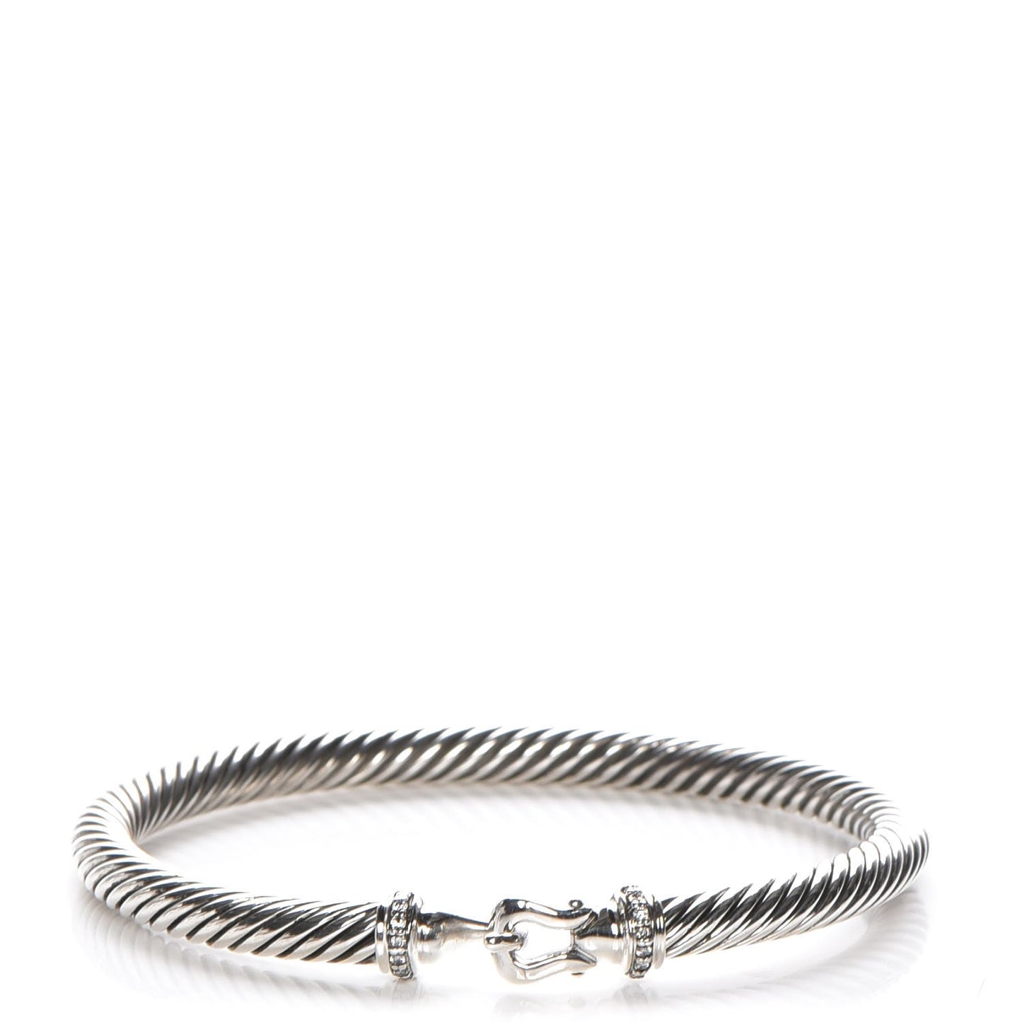 Sterling Silver Diamond 5mm Cable Buckle Bracelet