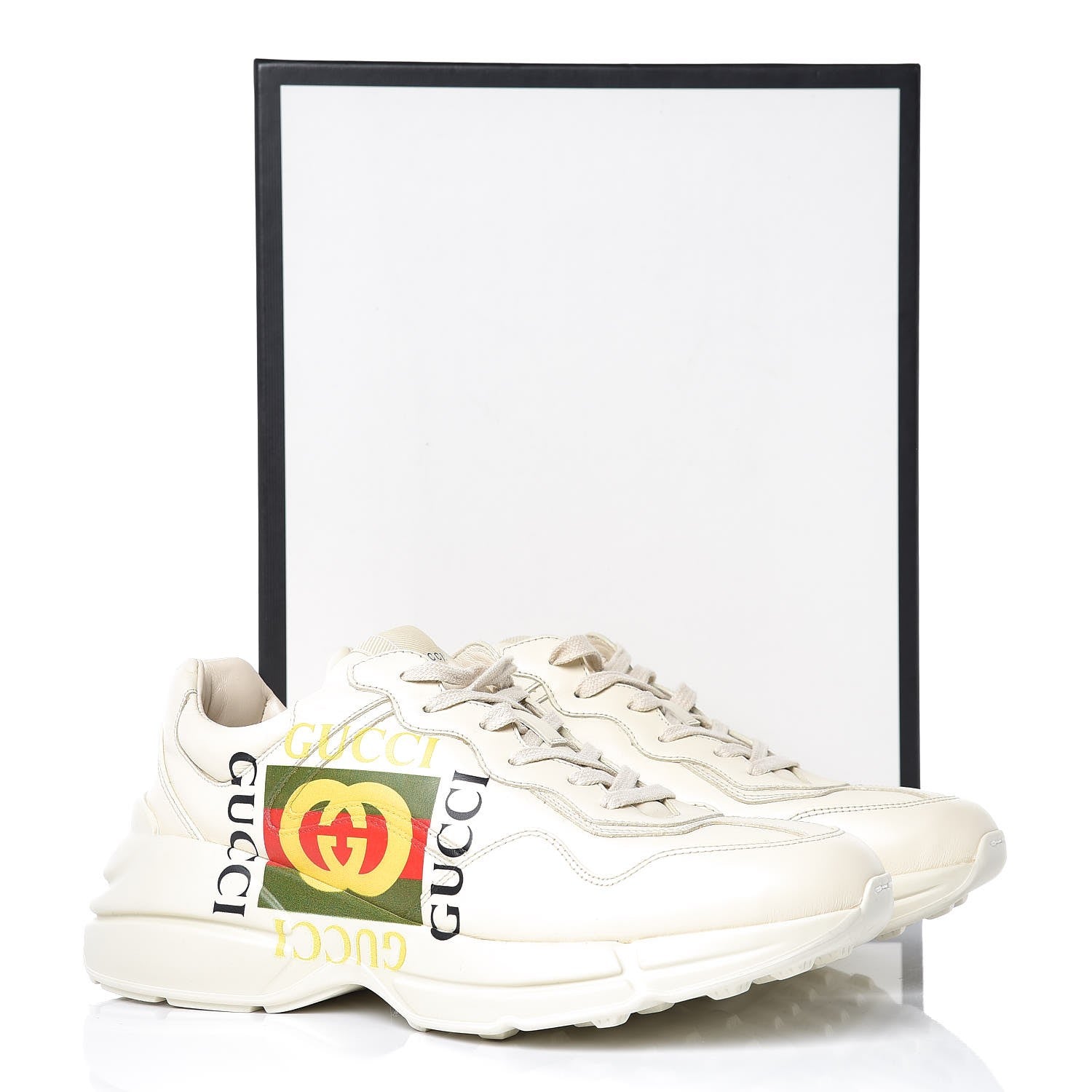 Gucci Calfskin Interlocking G Logo Mens Rhyton Sneakers 8 Ivory 9 of 9
