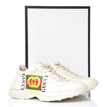 Gucci Calfskin Interlocking G Logo Mens Rhyton Sneakers 8 Ivory 9 of 9
