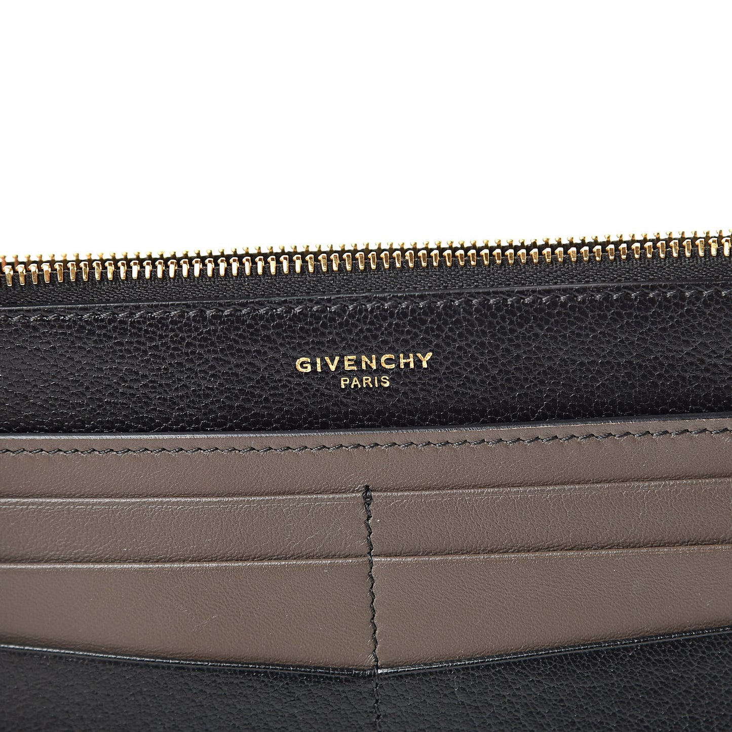 Calfskin GV3 Wristlet Zip Card Holder Black Grey