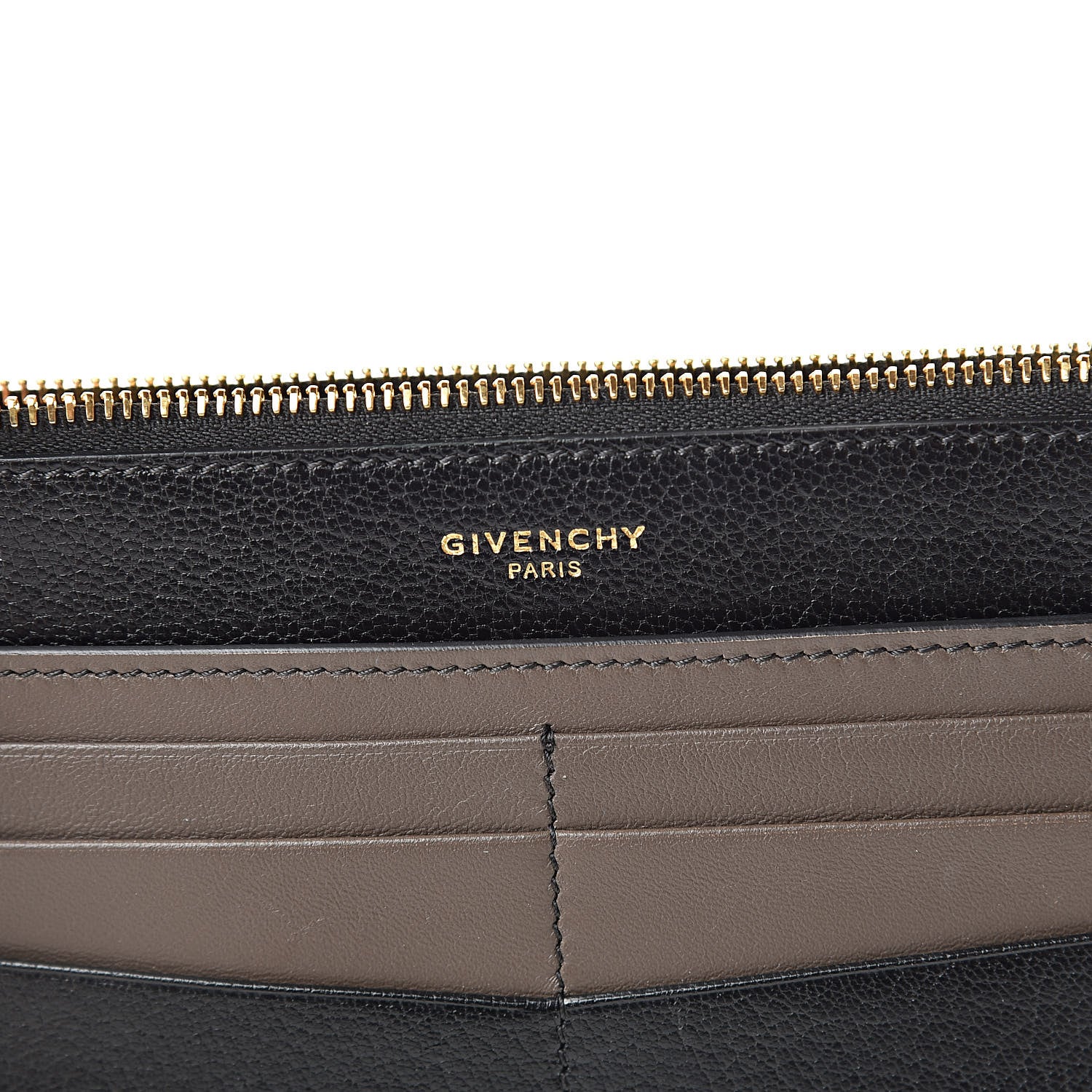 Givenchy Calfskin GV3 Wristlet Zip Card Holder Black Grey 6 of 10
