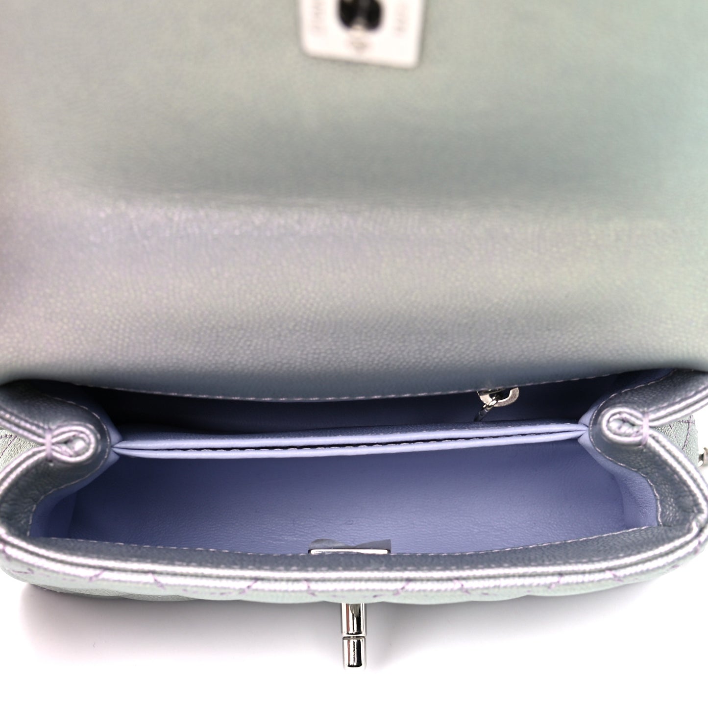 Iridescent Caviar Quilted Extra Mini Coco Handle Flap Purple