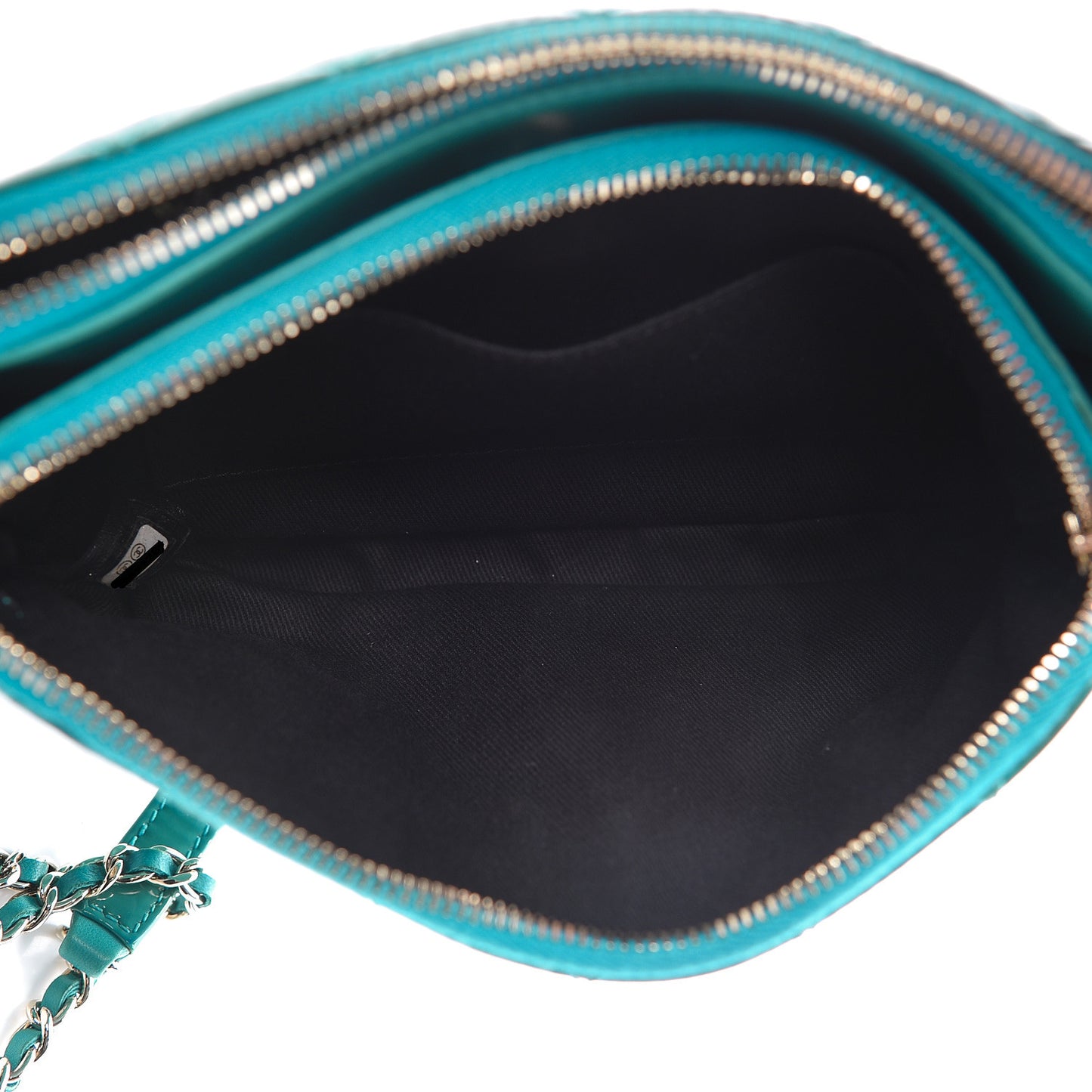 Patent Quilted Crown CC Double Zip Bag Blue