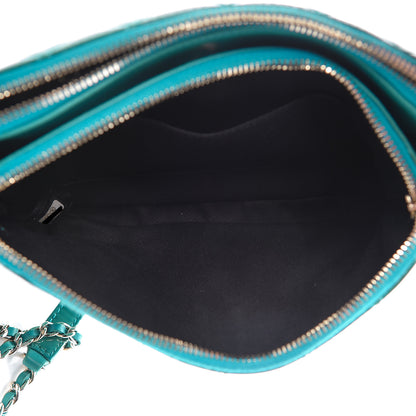 Chanel Patent Quilted Crown CC Double Zip Bag Blue 6 of 11