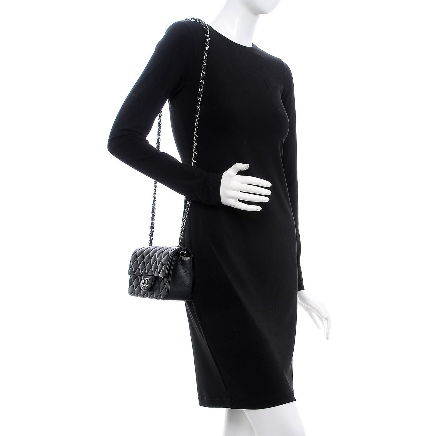 Lambskin Quilted Mini Rectangular Flap Black