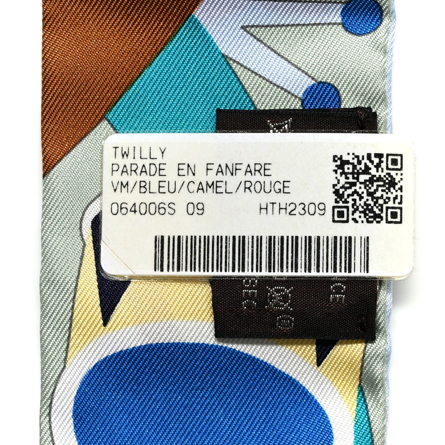 Hermes Silk Parade En Fanfare Twilly Bleu Camel Rouge 3 of 5