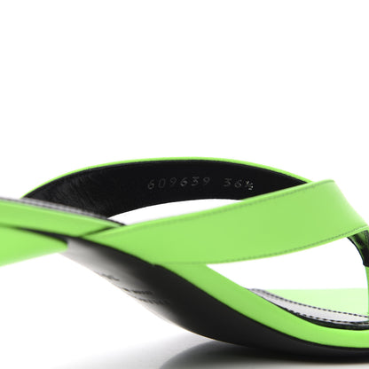 Balenciaga Shiny Sheepskin Double Square Flat 60mm Sandals 36.5 Fluo Green Black 7 of 10