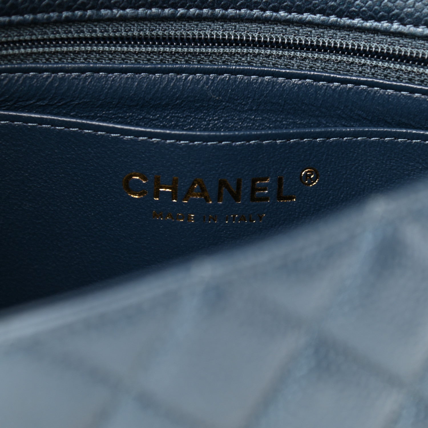 Chanel Iridescent Caviar Quilted Mini Rectangular Flap Dark Blue 4 of 10