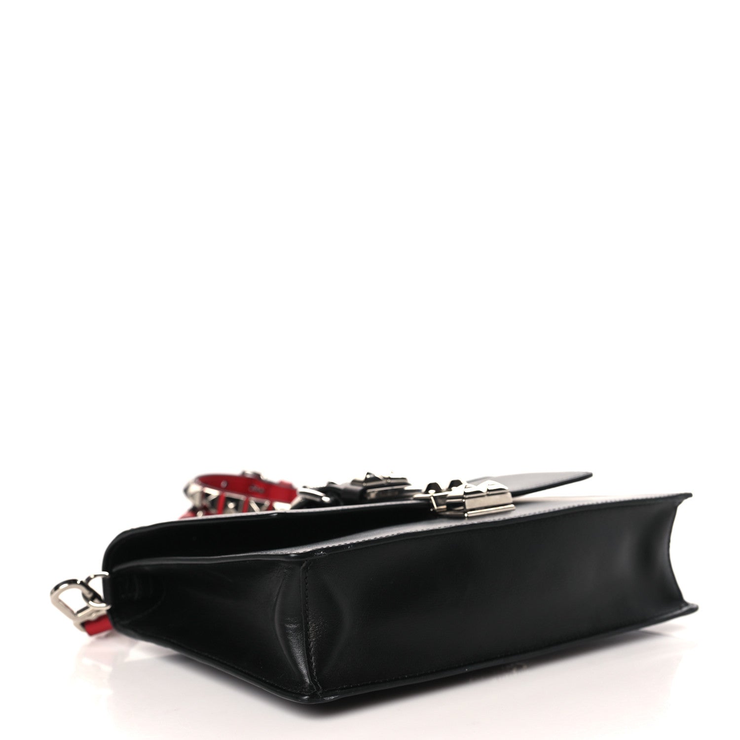 Prada Saffiano City Calfskin Studded Large Elektra Shoulder Bag Black Fuoco 4 of 8