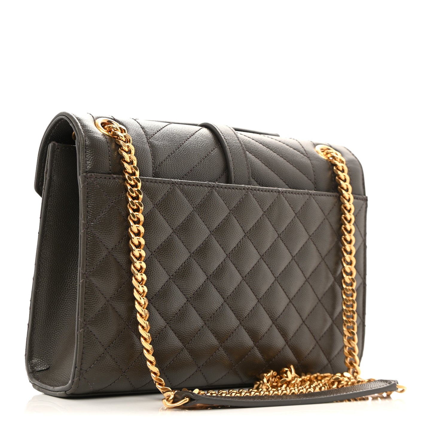 Grain De Poudre Textured Mixed Matelasse Medium Triquilt Monogram Satchel Fog