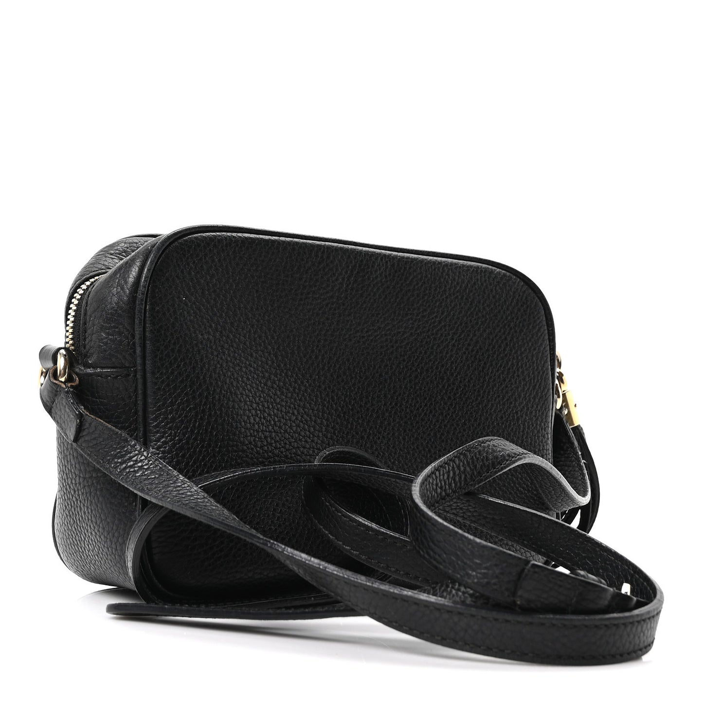 Pebbled Calfskin Small Soho Disco Bag Black