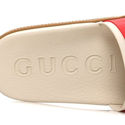 Gucci Rubber Web Womens Interlocking G Slide Sandals 39 Mystic White Green Red 9 of 10