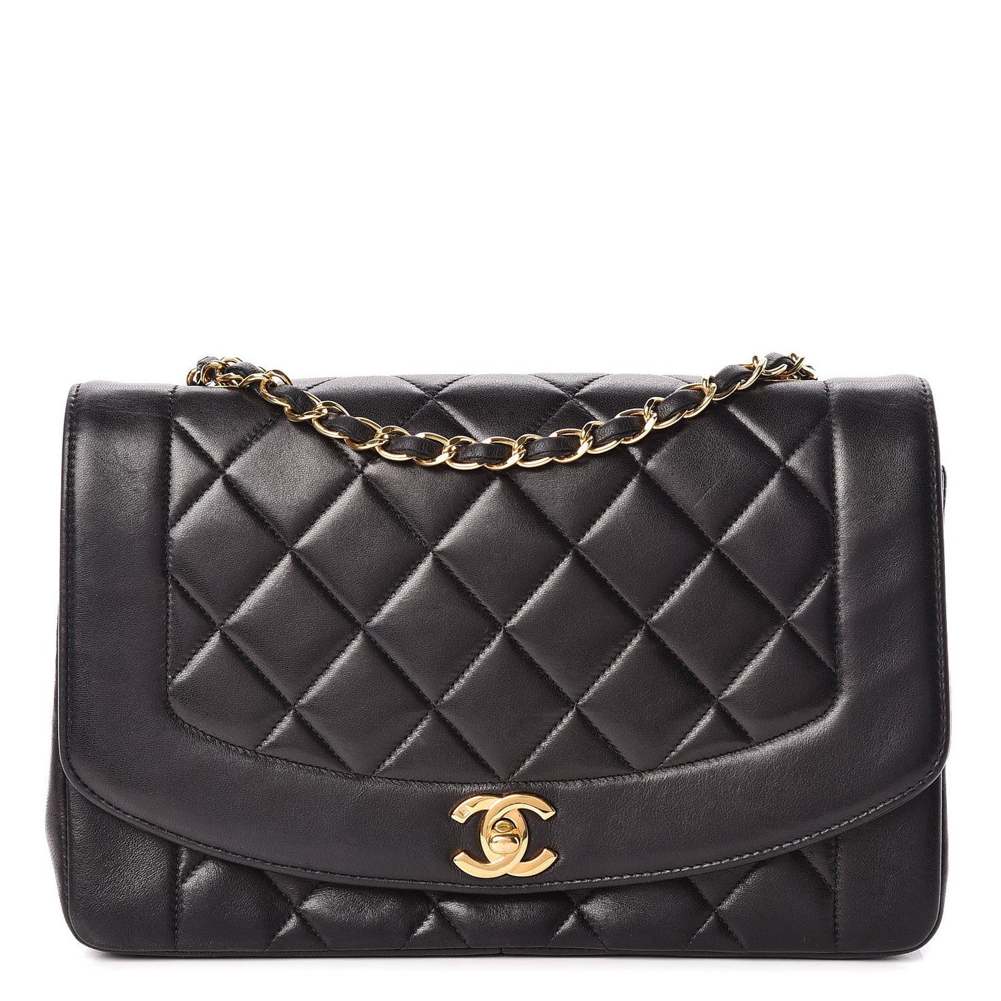 Lambskin Quilted Medium Single Flap Black