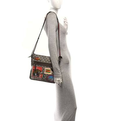 Gucci Soft GG Supreme Monogram Courrier Web Medium Flat Messenger Bag Beige New Acero Multicolor 2 of 10