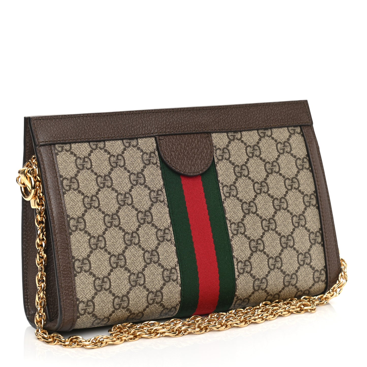 GG Supreme Monogram Web Small Ophidia Chain Shoulder Bag Brown