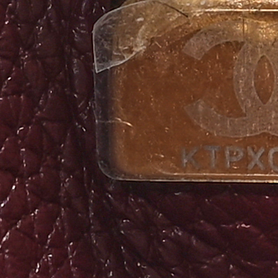 Grained Calfskin Stitched Urban Essentials Small Shopping Bag Burgundy