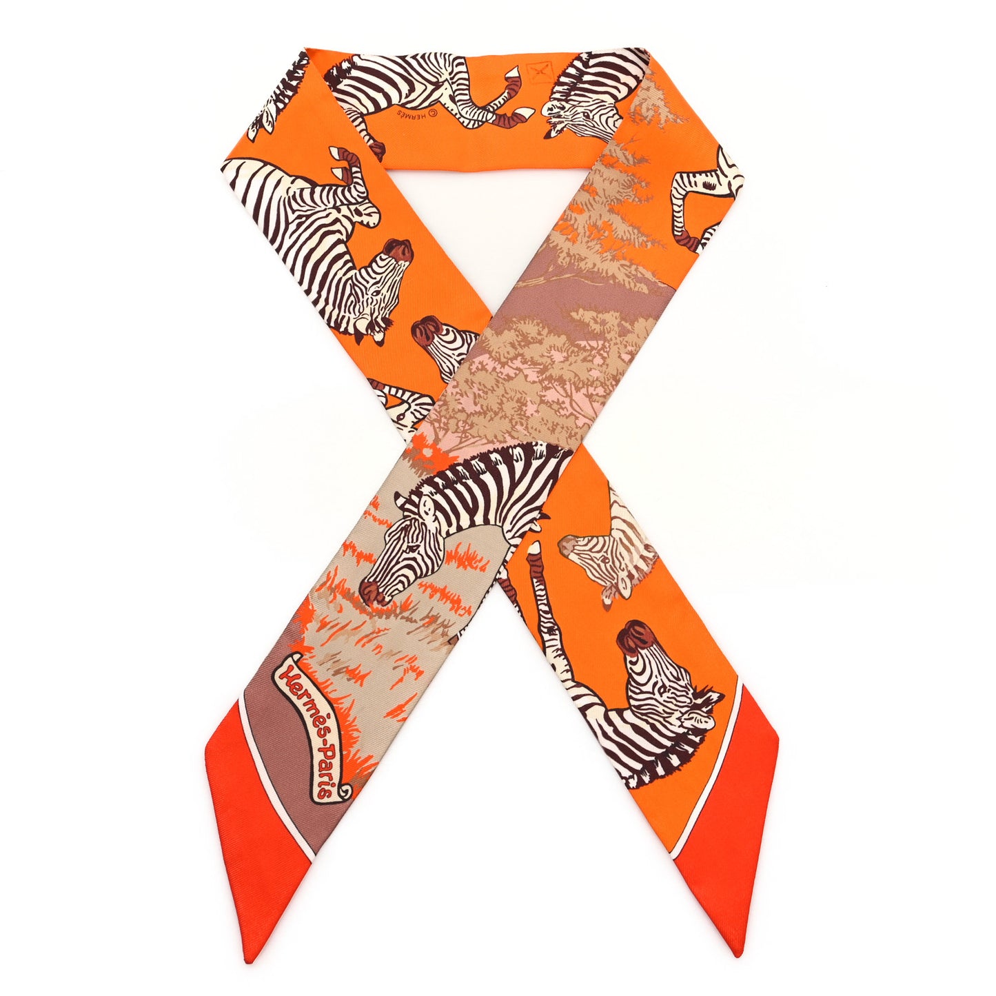 Silk Les Zebres Twilly Orange Beige Brun