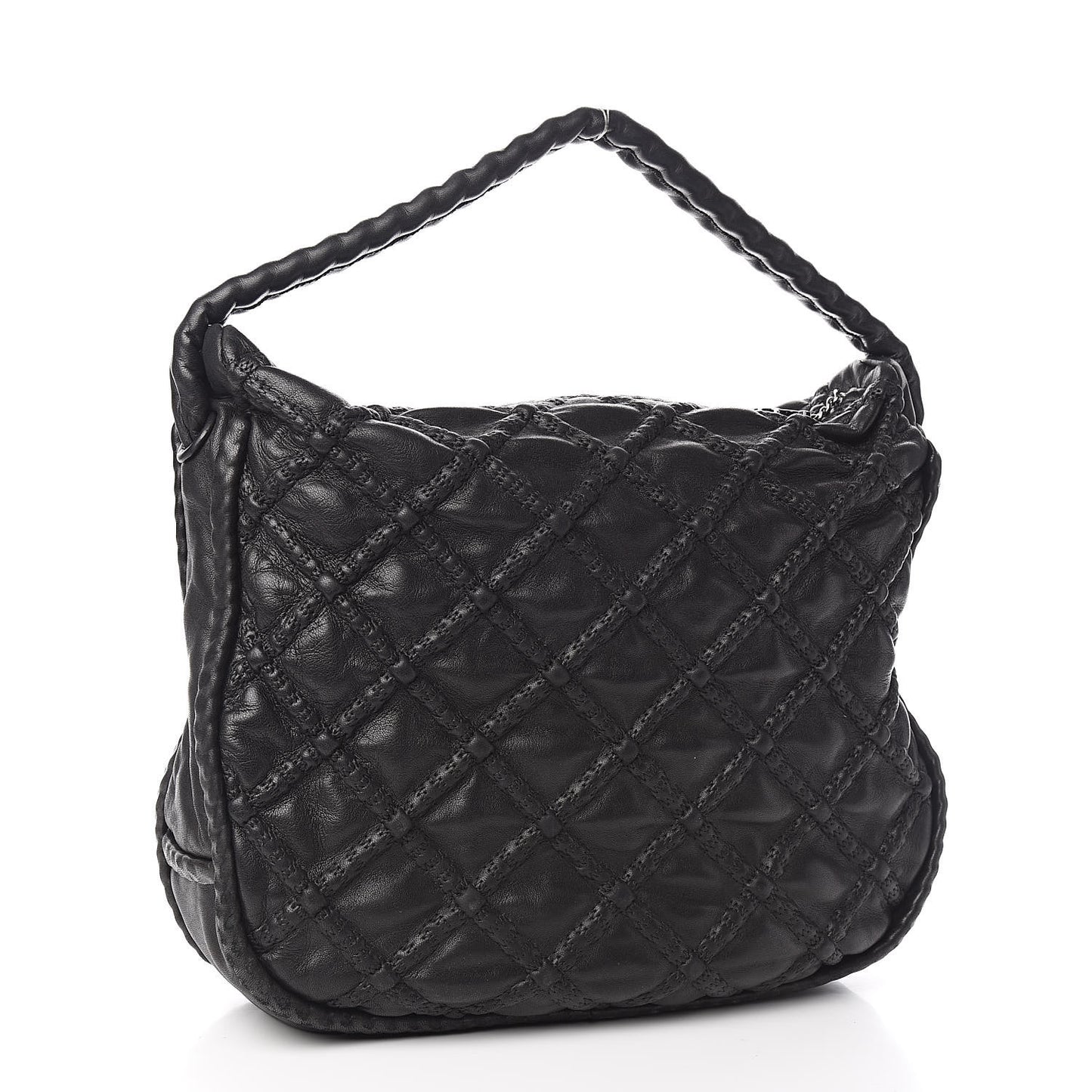 Quilted Lambskin Hidden Chain Hobo Black