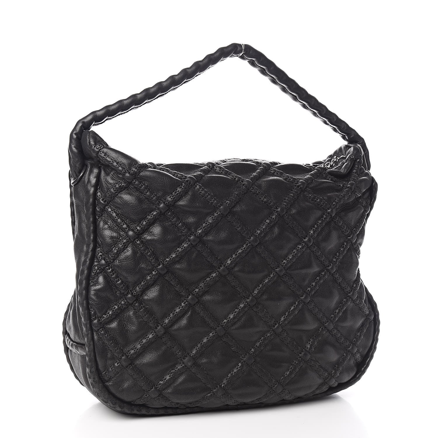Chanel Quilted Lambskin Hidden Chain Hobo Black 3 of 10