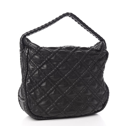 Chanel Quilted Lambskin Hidden Chain Hobo Black 3 of 10